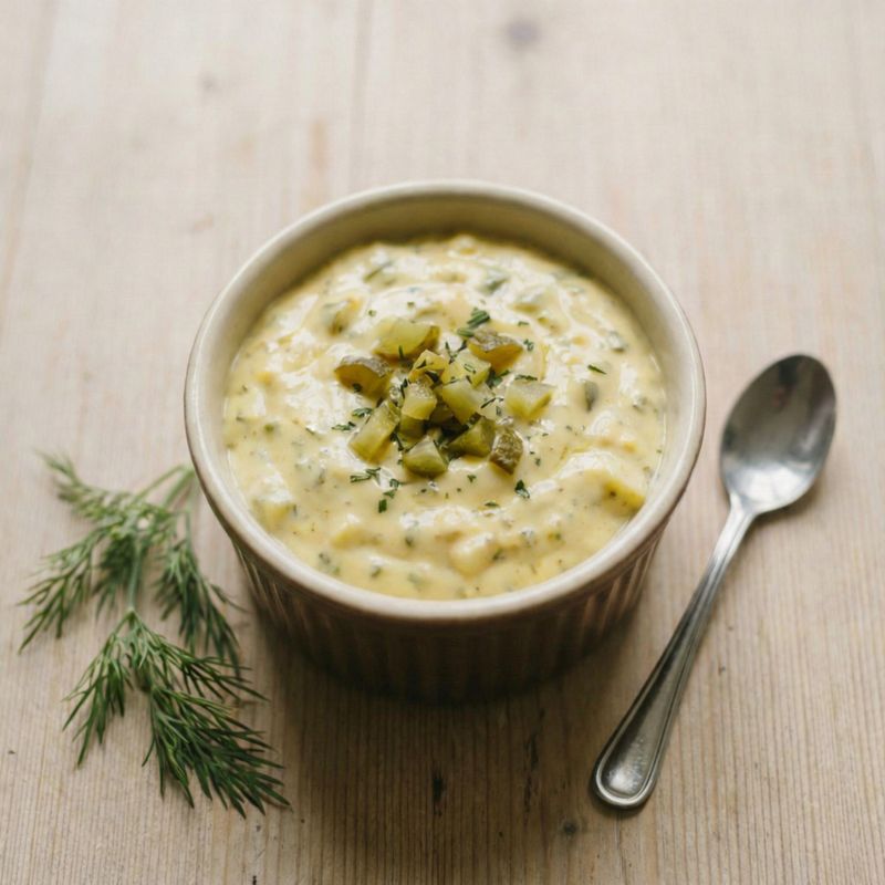 Creamy Danish remoulade sauce perfect for Hot Dogs and Smorrebrod.